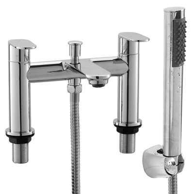 Bathwest Bath Taps With Shower,waterfall Bathroom Bathtub Mixer Tap Dual Lever Tap With Handheld Shower Head from B&Q