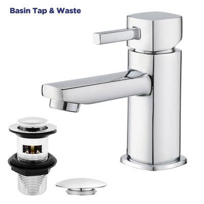 Bathwest Cloakroom Sink Tap Chrome Brass Basin Tap Bathroom Tap Basin Mixer Taps With Waste Faucet from B&Q