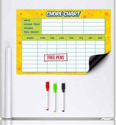 CKB LTD Chore Chart Fridge Planner Magnetic Weekly Planner Whiteboard With Marker A3 from B&Q