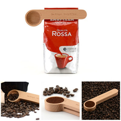 Bar Amigos Wooden Coffee 2 In 1 Scoop And Bag Clip1 Tablespoon Measuring Spoon & Bags Sealer from B&Q