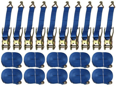 SecureFix Direct Tie Down Ratchet Straps 5T 50mm 8M X10 (Cargo Lashing Rack Load J Claw) from B&Q