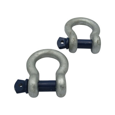 B&Q -  Galvanised Lifting Bow Shackle Screw Pin 0.33 Ton X2 (0.33T Towing Rigging 330Kg)