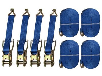 SecureFix Direct Tie Down Ratchet Straps 5T 50mm 8M X4 (Cargo Lashing Rack Load J Claw) from B&Q