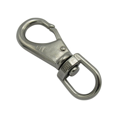 SecureFix Direct Quick Release Snap Hook With Swivel Eye 83mm (Size 1 Stainless Steel Boat Shackle Attachment) from B&Q
