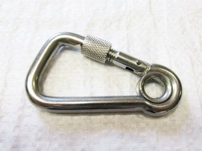 SecureFix Direct Asymmetric Carbine Hook With Eyelet & Screw Nut 8mm (Stainless Steel Locking Bar) from B&Q