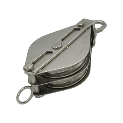 SecureFix Direct Stainless Steel Double Pulley Block 100mm (Wheel Swivel Eye Rope Becket) from B&Q