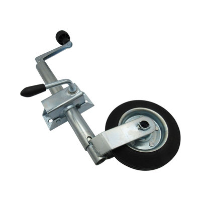 B&Q -  Heavy Duty Caravan Jockey Wheel With Clamp 34mm (Trailer Metal Rim Wind Up Handle)