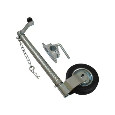 SecureFix Direct Heavy Duty Caravan Jockey Wheel & Clamp 48mm (Ribbed Trailer Metal Rim Wind Up Handle) from B&Q