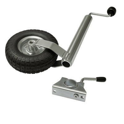 SecureFix Direct Pneumatic Caravan Jockey Wheel 48mm With Clamp (Heavy Duty Metal Rim Trailer Wheel Guide) from B&Q