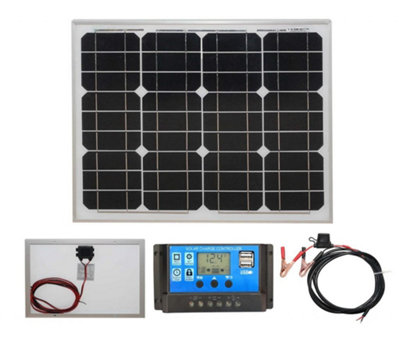 Lowenergie 30W Rigid Mono-Crystalline Solar Panel Kit With Cable And Charge Controller Lowenergie from B&Q