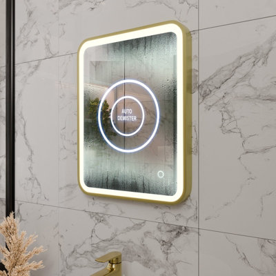 Harper & Harlow 390X500 Vela Brushed Brass Led Illuminated Bathroom Mirror from B&Q