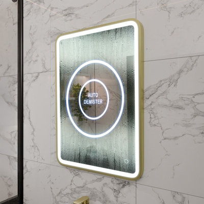 Harper & Harlow 700X500 Vela Brushed Brass Led Illuminated Bathroom Mirror from B&Q