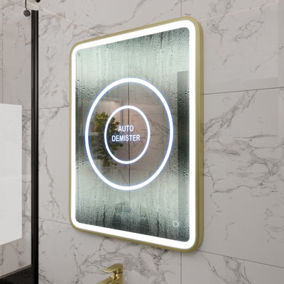 Harper & Harlow 800X600 Vela Brushed Brass Led Illuminated Bathroom Mirror from B&Q