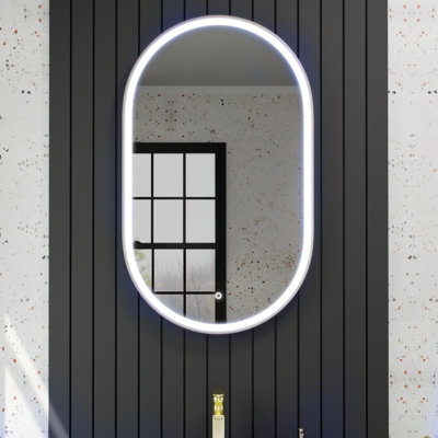 Harper & Harlow 1000X600 Pill Brushed Brass Led Illuminated Bathroom Mirror from B&Q