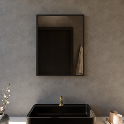 Harper & Harlow 390X500 Corvus Black Squared Edge Mirror from B&Q