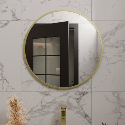 Harper & Harlow  600X600 Ursa Brushed Brass Circular Mirror from B&Q