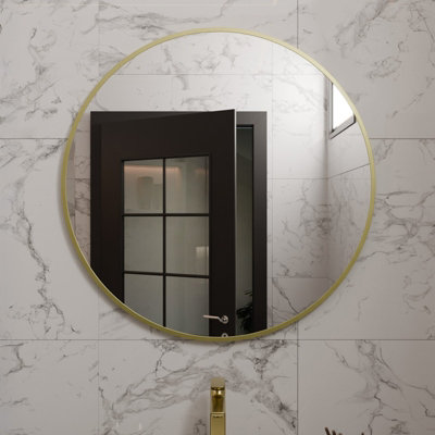 Harper & Harlow 800X800 Ursa Brushed Brass Circular Mirror from B&Q