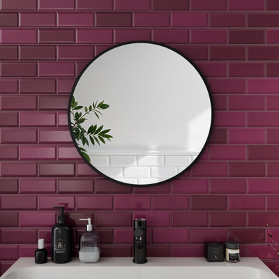 Harper & Harlow 600X600 Ursa Black Circular Mirror from B&Q