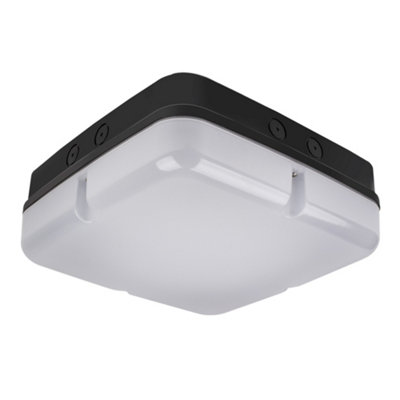 Bright Source 9W/14W/18W Square Black Led BulkheadCctCorridor Function Emergency from B&Q