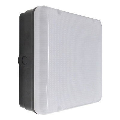 Bright Source 9W/14W/18W Square Black Led BulkheadCctMicrowave Sensor from B&Q