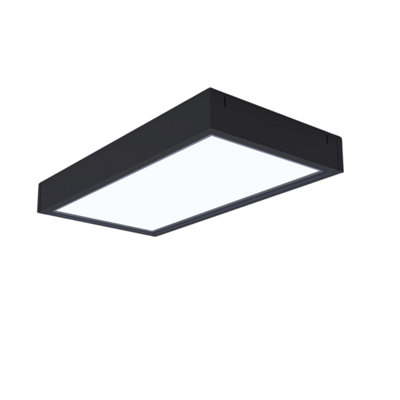 Bright Source 24W 4000K 600X300 Surface Mounted Led PanelCool WhiteMatt Black Finish from B&Q