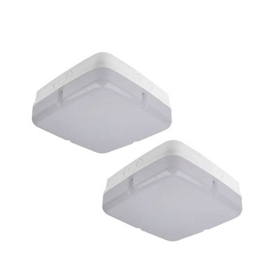 Bright Source 9W/14W/18W Led 3Cct Square Utility BulkheadWhite BaseTwin Pack from B&Q