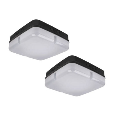 Bright Source 9W/14W/18W Led 3Cct Square Utility BulkheadBlack BaseTwin Pack from B&Q