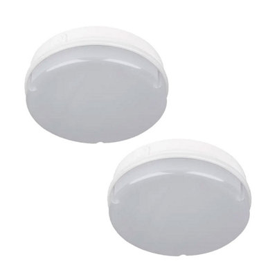 Bright Source 9W/14W/18W Led 3Cct Circular Utility BulkheadWhite BaseTwin Pack from B&Q