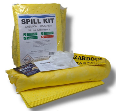 Serpro spill management 10 Litre Chemical Mini Spill KitBattery AcdCausticsHazardous Chemicals from B&Q