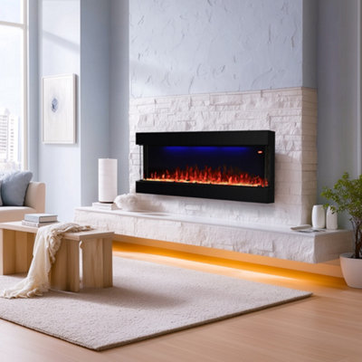 Omni-Burn 72.05In Wide 3 Sided Electric Fireplace,13 Flame Colours,3 Top Lights Colors,5 Brightness Levels,timer,heating 62-99 F from B&Q