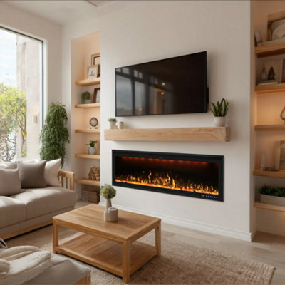 Omni-Burn 72.05In Wide Electric Fireplace With App Control,13 Flame Colours,3 Top Light Colors,timerRecessed&wall-Mounted from B&Q
