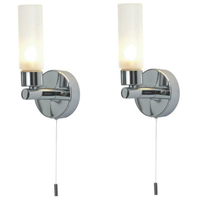 First Choice Lighting Set Of 2 Polished Chrome Ip44 Bathroom Pull Cord Wall Lights from B&Q