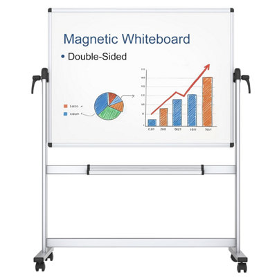 Viz-Pro Double-Sided Magnetic Revolving Mobile WhiteboardAluminium Frame & StandW 1200 Xh 900 mm from B&Q