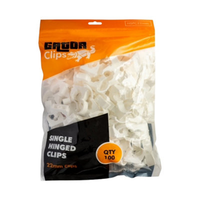 B&Q -  Hinged Single Pipe Clip 22mm WhitePack Of 100