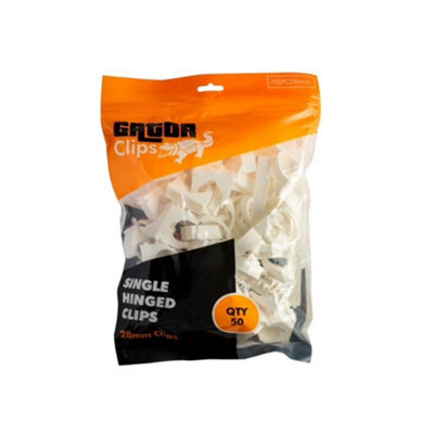 B&Q -  Hinged Single Pipe Clip 28mm WhitePack Of 50