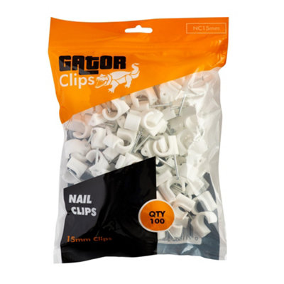 B&Q -  15mm Nail-In Pipe Clips WhitePack Of 100