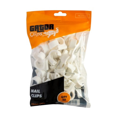 B&Q -  22mm Nail-In Pipe Clips WhitePack Of 50
