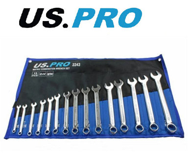 Us Pro Spanner Set 15Pc Metric Combination Wrench In Case 622mm 2243 from B&Q