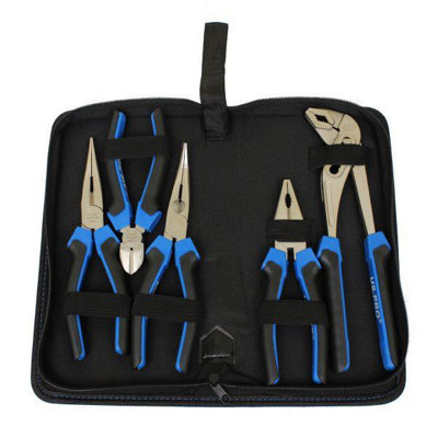 Us Pro Plier Set 5Pc Combination Long Bent Nose Side Cutters Waterpump 1821 from B&Q
