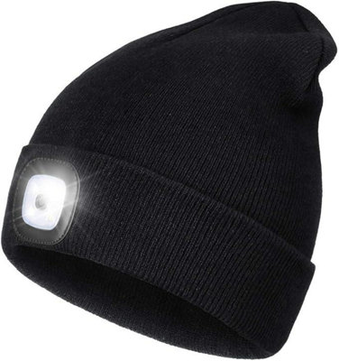 Dyzi Black Illuminated Stretchable Soft Knitted Fabric Rechargeable Led Lighted Beanie Headlamp Winter Hat from B&Q