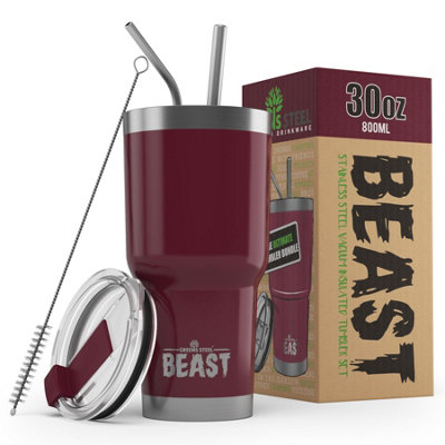 Greens Steel Cranberry Reusable Stainless Steel Double Insulated Coffee Tumbler Travel Mug 30Oz