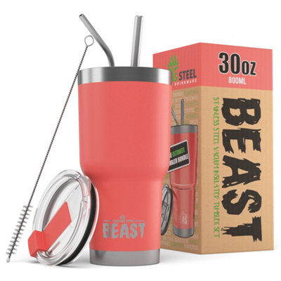 Greens Steel Coral Reusable Stainless Steel 30Oz Double Insulated Coffee Tumbler Travel Mug from B&Q