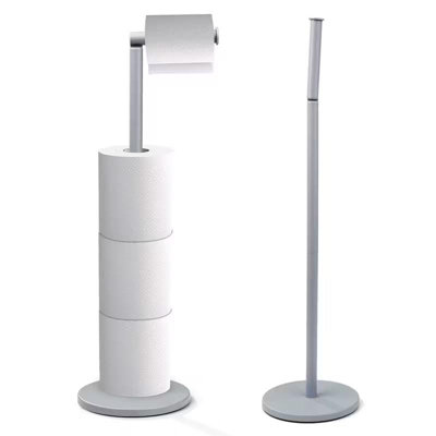 B&Q -  Freestanding Toilet Roll Holder With Storage Stainless Steel Stand