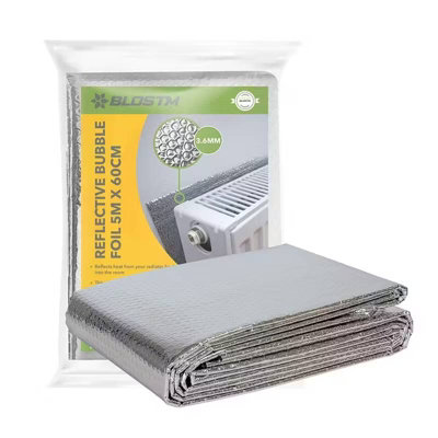Dyzi Aluminium Bubble Insulation Foil 5M X 0.6M 3.6mm Radiator Heat Reflective from B&Q