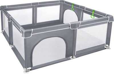 Dyzi Large Baby Playpen Portable Play Yard Safety Gate Grey 150 X 180Cm from B&Q