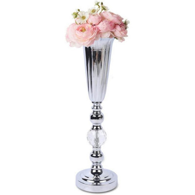 Dyzi 44Cm Silvery Iron Flower Vase Urn Vintage Decorative Centrepiece from B&Q