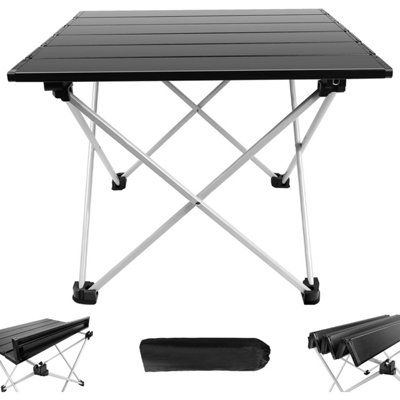 B&Q -  Folding Aluminium Camping Table 35Cm Portable Black With Carry Bag