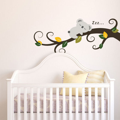 Walplus Sleeping Koala And Tree Branch Kids Sticker Pvc Multicoloured