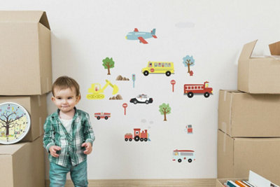 Walplus Wall Stickers Decal Wall Art Happy Cars Diy Nursery Room Kids Room Kids Sticker Pvc Multicoloured from B&Q