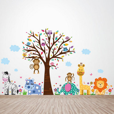 Walplus Nursery Room Wall Stickers Art Murals DecalsHappy London Zoo Kids Sticker Pvc Multi from B&Q